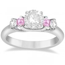 Five Stone Diamond & Pink Sapphire Engagement Ring Palladium, 0.50ct