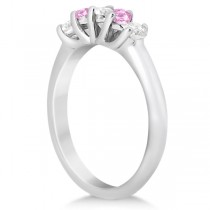 Five Stone Diamond & Pink Sapphire Bridal Ring Set 14k Wht Gold, 1.10ct