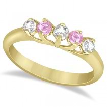 Five Stone Diamond & Pink Sapphire Wedding Band 18kt Yellow Gold (0.60ct)
