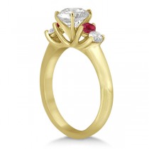 Five Stone Diamond and Ruby Engagement Ring 14k Yellow Gold (0.50ct)