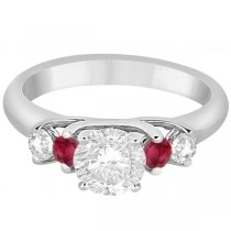 Five Stone Diamond and Ruby Engagement Ring Palladium (0.50ct)