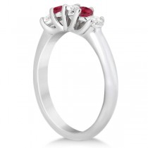 Five Stone Diamond and Ruby Bridal Ring Set 18k White Gold (1.10ct)