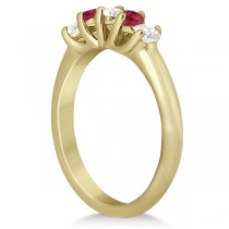 Five Stone Diamond and Ruby Bridal Ring Set 18k Yellow Gold (1.10ct)
