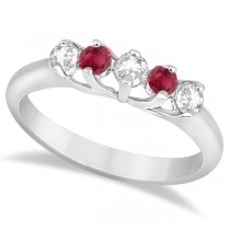 Five Stone Diamond and Ruby Wedding Band 14kt White Gold (0.60ct)