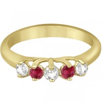 Five Stone Diamond and Ruby Wedding Band 14kt Yellow Gold (0.60ct)