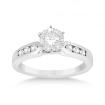 Channel Set Diamond Engagement Ring Setting 18k White Gold (0.15ct)
