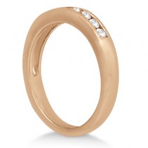 Channel Diamond Engagement Ring & Wedding Band 14k Rose Gold (0.35ct)
