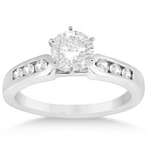 Channel Diamond Engagement Ring & Wedding Band 14k White Gold (0.35ct)