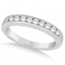 Channel Set Diamond  Wedding Ring Band 14k White Gold (0.20ct)
