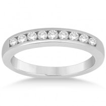 Channel Set Diamond  Wedding Ring Band 14k White Gold (0.20ct)