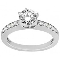 Milgrain Pave-Set Diamond Engagement Ring in Palladium (0.24 ctw)