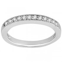 Milgrain Pave-Set Diamond Engagement Ring & Matching Band in 14k White Gold
