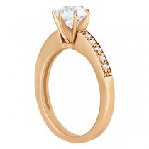 Milgrain Pave-Set Diamond Engagement Ring & Matching Band 18k Rose Gold