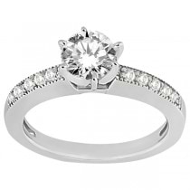 Milgrain Pave-Set Diamond Engagement Ring & Matching Band Palladium