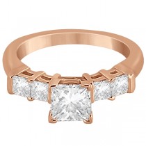 5 Stone Princess Cut Diamond Engagement Ring 14K Rose Gold (0.40ct)