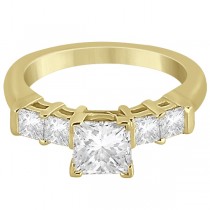 5 Stone Princess Cut Diamond Engagement Ring 14K Yellow Gold (0.40ct)