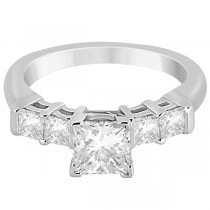 5 Stone Princess Cut Diamond Engagement Ring Platinum (0.40ct)