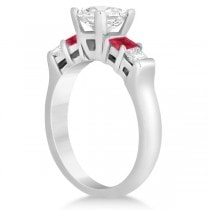 5 Stone Princess Diamond & Ruby Engagement Ring Palladium 0.46ct