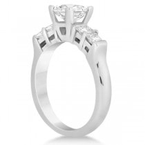 Five Stone Princess Cut Diamond Bridal Set 14K White Gold (0.90ct)