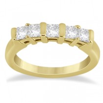 Five Stone Princess Cut Diamond Bridal Set 18k Yellow Gold (0.90ct)