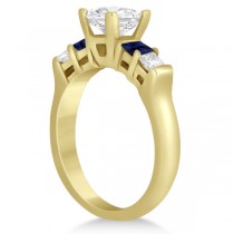 5 Stone Diamond & Blue Sapphire Bridal Set 18k Yellow Gold 1.02ct
