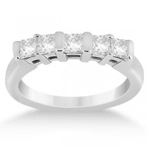 5 Stone Princess Cut Channel Set Diamond Ring 18k White Gold (0.50ct)