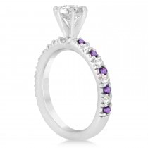 Amethyst & Diamond Engagement Ring Setting 18k White Gold 0.54ct