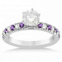 Amethyst & Diamond Engagement Ring Setting Platinum 0.54ct