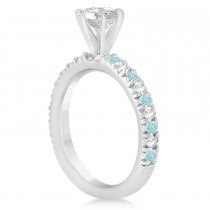Aquamarine & Diamond Engagement Ring Setting 14k White Gold 0.54ct