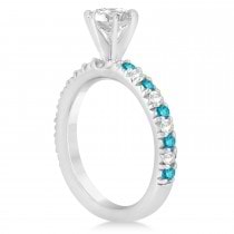 Blue Diamond & Diamond Engagement Ring Setting 14k White Gold 0.54ct