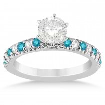 Blue Diamond & Diamond Engagement Ring Setting 18k White Gold 0.54ct
