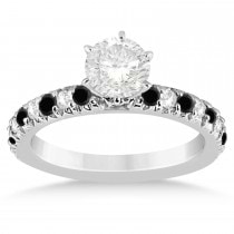 Black Diamond & Diamond Engagement Ring Setting 14k White Gold 0.54ct