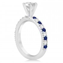 Blue Sapphire & Diamond Engagement Ring Setting 14k White Gold 0.54ct