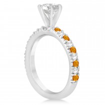 Citrine & Diamond Engagement Ring Setting 14k White Gold 0.54ct