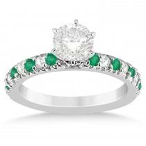 Emerald & Diamond Engagement Ring Setting 18k White Gold 0.54ct