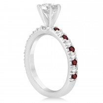 Garnet & Diamond Engagement Ring Setting 14k White Gold 0.54ct