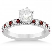 Garnet & Diamond Engagement Ring Setting Platinum 0.54ct