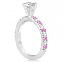 Pink Sapphire & Diamond Engagement Ring Setting 14k White Gold 0.54ct