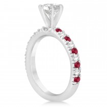 Ruby & Diamond Engagement Ring Setting 18k White Gold 0.54ct