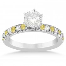 Yellow Diamond & Diamond Engagement Ring Setting 14k White Gold 0.54ct