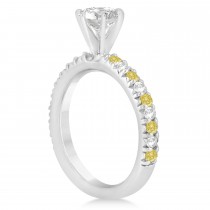Yellow Diamond & Diamond Engagement Ring Setting 18k White Gold 0.54ct