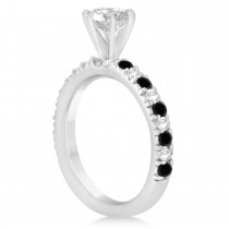 Black Diamond & Diamond Bridal Set Setting 14k White Gold 1.14ct