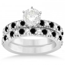 Black Diamond & Diamond Bridal Set Setting 18k White Gold 1.14ct