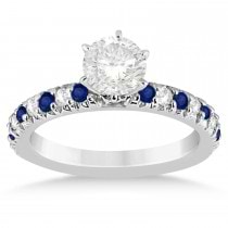 Blue Sapphire & Diamond Bridal Set Setting 14k White Gold 1.14ct