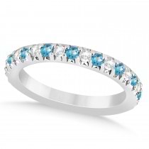 Blue Topaz & Diamond Bridal Set Setting 14k White Gold 1.14ct
