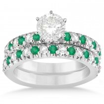 Emerald & Diamond Bridal Set Setting 14k White Gold 1.14ct
