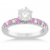 Pink Sapphire & Diamond Bridal Set Setting 14k White Gold 1.14ct