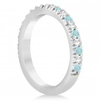 Aquamarine & Diamond Accented Wedding Band Platinum 0.60ct