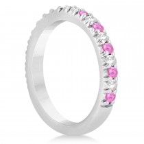 Pink Sapphire & Diamond Accented Wedding Band 14k White Gold 0.60ct