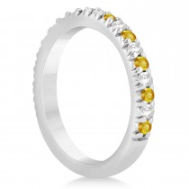 Yellow Sapphire & Diamond Accented Wedding Band 14k White Gold 0.60ct